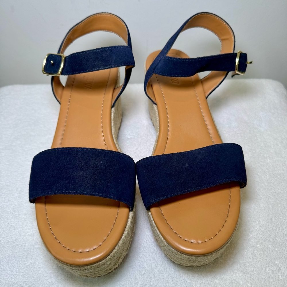 Women's J. Crew Navy Suede Platform Espadrilles Size 8.5